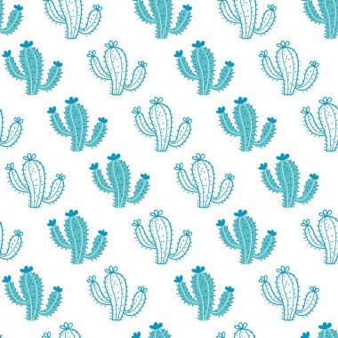 Abstract Green Cactus Forest Vector Seamless Pattern can be use for background and apparel design
