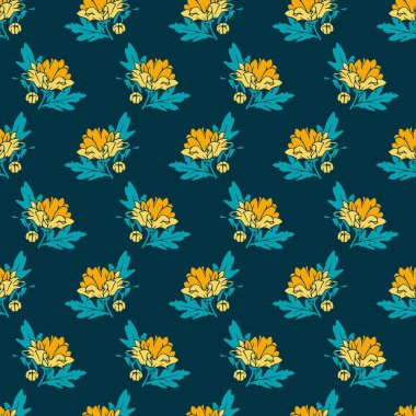 Sarı Çiçek Çiçeği Mevsimi Vektör Grafiksiz Desen arkaplan ve giyim tasarımı için kullanılabilir