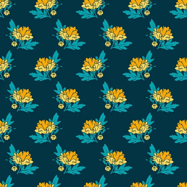Жовта Квітка Блум Сезон Векторний Графічний Безшовний Візерунок Може Бути — стоковий вектор
