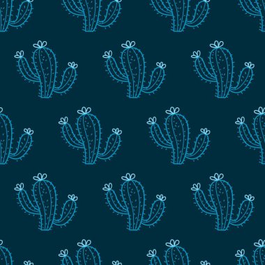 Çöl Yeşil Kaktüsü Açık Hava Vektörsüz Deseni arkaplan ve giysi tasarımı için kullanılabilir