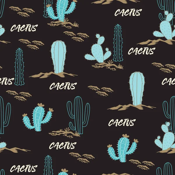 Desert Garden Kaktüsü Oasis Vector Deseni arka plan ve giysi tasarımı için kullanılabilir