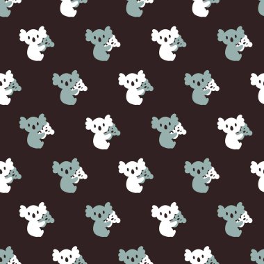 Mutlu Koala Anne ve Çocuk Tatlı Sarılma Vektör Deseni arkaplan ve giysi tasarımı için kullanılabilir