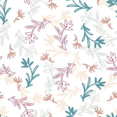 Tatlı Bahar Günü Çiçek Şubesi Dekorasyon Vektörü Grafiksiz Desen arkaplan ve giyim tasarımı için kullanılabilir