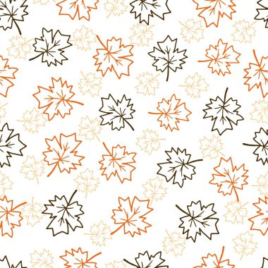 Sonbahar Akçaağaç Yaprağı Çizimleri Vektör Kusursuz Deseni arkaplan ve giyim tasarımı için kullanılabilir