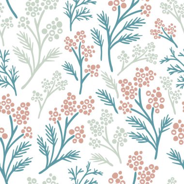 Tatlı Bahar Vahşi Çiçek Dalları Sanatsal Vektör Şekilsiz Desen arkaplan ve giyim tasarımı için kullanılabilir