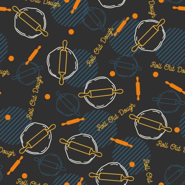 Yemek Pişirme Etkinliği Yuvarla Hamur Vektörü Grafiksiz Deseni arkaplan ve giysi tasarımı için kullanılabilir