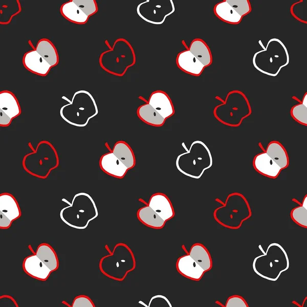 Red Ripe Apple Fruit Vector Graphic Seamless Pattern Can Used — стоковый вектор
