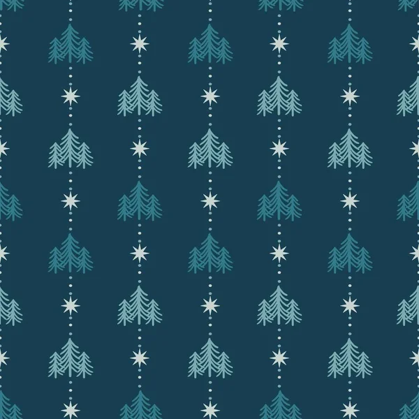 Christmas Pine Trees Ornament Decoration Vector Seamless Pattern Kann Für — Stockvektor