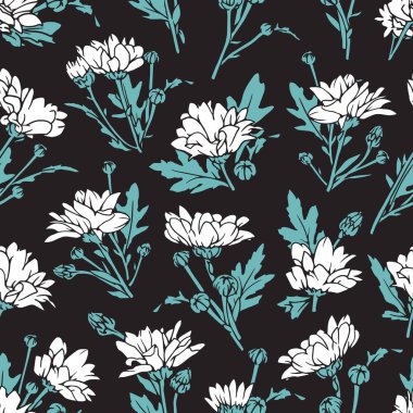 Zarif Beyaz Taç Yaprakları Zarif Bahçe Vektör Deseni arka plan ve giysi tasarımı için kullanılabilir