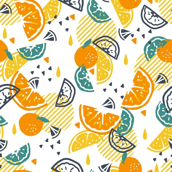 Arkaplan ve tasarım için Tropikal Canlandırıcı Citrus Zest Vektör Deseni kullanılabilir