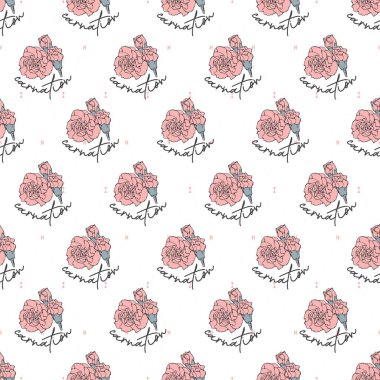 Pembe karanfilden Aşk Vektörü Deseni arkaplan ve giysi tasarımı için kullanılabilir