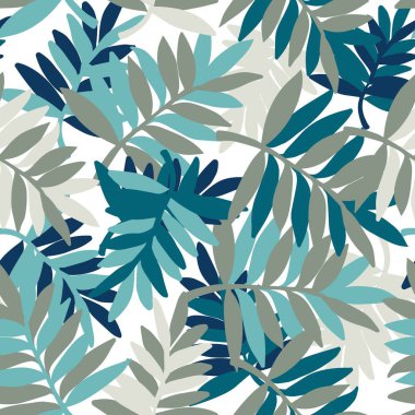 Palm Leaves Egzotik Ada Vibes Vektör Deseni arka plan ve giysi tasarımı için kullanılabilir