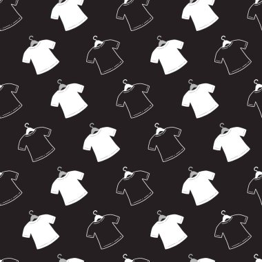 Minimalist Siyah ve Beyaz Pamuk Gömlek Vektör Deseni arka plan ve giysi tasarımı için kullanılabilir