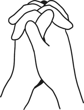 Spiritual Sketch Line Art of Praying Hands Vector. Perfect for religious materials, minimalist decor, and serene graphic compositions. clipart