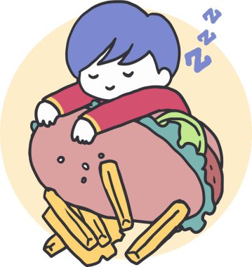 A Child Happy Slumber Comfort Food Cuddles. Ideal for children's decor, food-related marketing, or any creative project. clipart