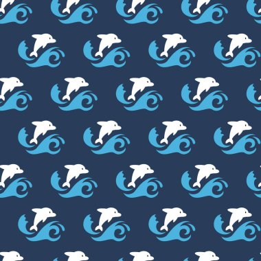 Deniz Sıçrama Yunusları Ritmi Dans Vektör Deseni arkaplan ve giysi tasarımı için kullanılabilir
