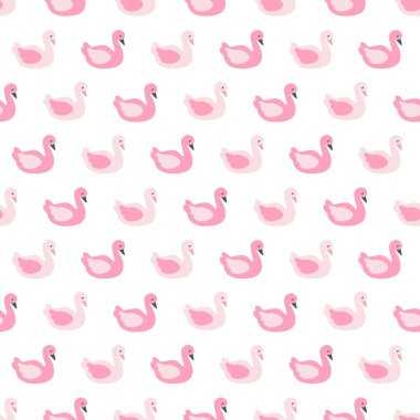 Pembe Cennet Kuğu Serenatı Rüya Vektör Deseni arkaplan ve giysi tasarımı için kullanılabilir