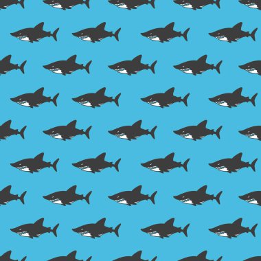 Mavi Su Köpekbalıkları Okyanus Hayvanları Şablonu arka plan ve giysi tasarımı için kullanılabilir