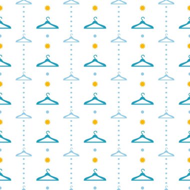 Abstract Blue Clothing Hangers Line Vector Pattern can be use for background and apparel design clipart
