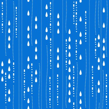 Yağmur Damlası Mavi Çiselemeli Senfoni Vektör Deseni arkaplan ve giysi tasarımı için kullanılabilir
