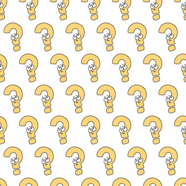 Şirin Beyin Fırtınası Yüz Soru Sorusu Vektör Deseni arkaplan ve giysi tasarımı için kullanılabilir