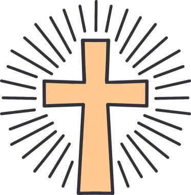 Radiant Faith Bright Cross Hıristiyan Sembol Vektörü. Dini materyallerde, ilham verici tasarımlarda ve Hıristiyan inancını kutlayan projelerde kullanılmak için ideal..