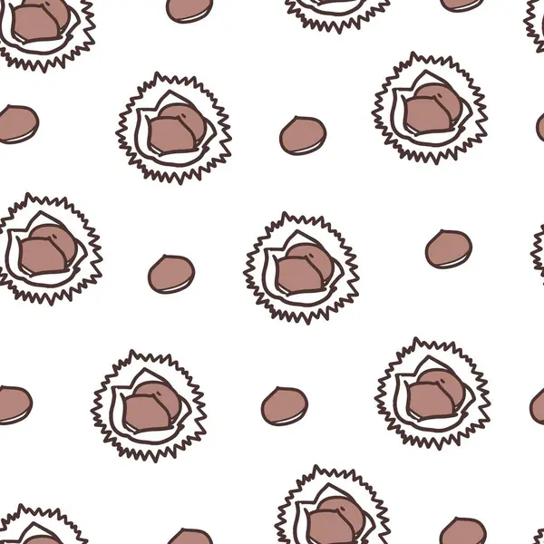 Nutty Fall Güz Hasat Kestane Keyif Sanatı. Bu desen, sonbahar bolluğu ve orman cazibesini çağrıştıran mevsimsel dekor, tekstil veya ambalaj için idealdir..