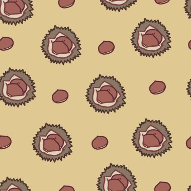 Sonbahar Nutty Harvest Kestane Cazibe Modeli Sanat. Mevsimsel dekor, tekstil ya da sonbahar bolluğu ve orman cazibesini çağrıştıran ambalaj için ideal..