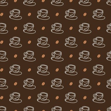 Line Art Cappuccino Cups Kafeinsiz Sanat. Bir kahve dükkanını dekore etmek için mükemmel, benzersiz barista üniformaları yaratmak, ya da kahve temalı aksesuarlar yapmak için..