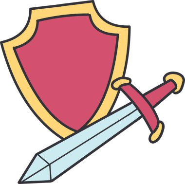 Chivalry and Combat Sword and Shield Vector. Perfect for engaging audiences in museums, historical publications, or fantasy-based media clipart