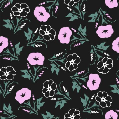 Şirin Sabah Zaferi Çiçeği Siyah Şablon 'da. Herhangi bir projeye zarafet ve gizem katmak için mükemmel. Tekstil, ev dekorasyonu veya moda aksesuarları için ideal.