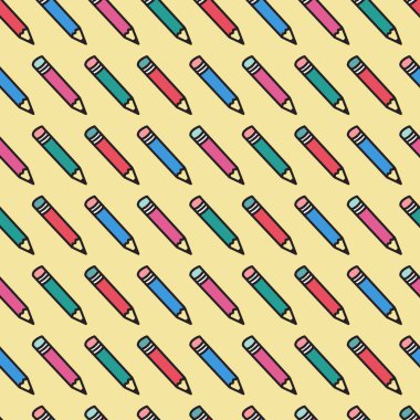 Canlı ve Eğlenceli Çizgi Film Kalemleri Kusursuz Şablon. Okul, kırtasiye ve ofis temalı tasarımlar için mükemmel, oyuncu ve yaratıcı bir dokunuş eklemek.
