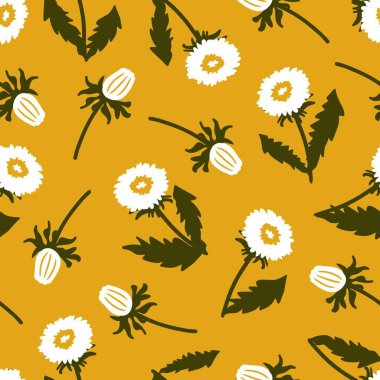 Soyut Botanik Karahindiba Çiçek Örnekleri. Botanik temalı tasarımlar, doğadan esinlenilmiş tekstil ürünleri ve bahar dekorları için ideal. Ambalaj ve dijital tasarımlarda kullanmak için mükemmel.