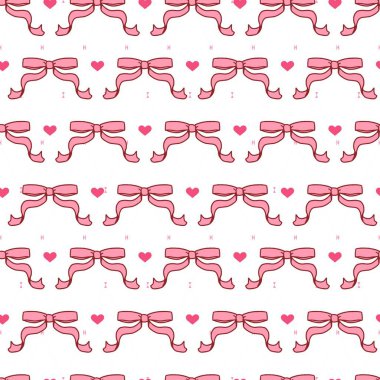 Şirin, Çekici Pembe Kurdele ve Kalp Şablonu. Sevgililer Günü tasarımları, düğün kırtasiyesi, hediye paketi ve kadınsı moda ürünleri için mükemmel.