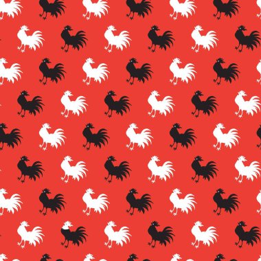 Red Dawn Harmony Rooster Symphony Vector Pattern can be use for background and apparel design clipart