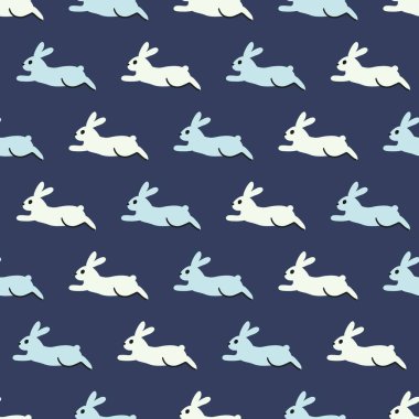 Gece Şablonunda Kusursuz Tavşanlar Armonisi arkaplan ve giysi tasarımı için kullanılabilir