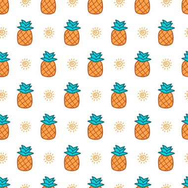 Parlak Sarı Ananas ve Güneşsiz Yaz. Yaz temalı projeler, kumaş baskıları, plajdan esinlenilmiş tasarım vs. için mükemmel. Yaz markalaşması, tropikal parti ve eğlence kırtasiyesi için ideal..