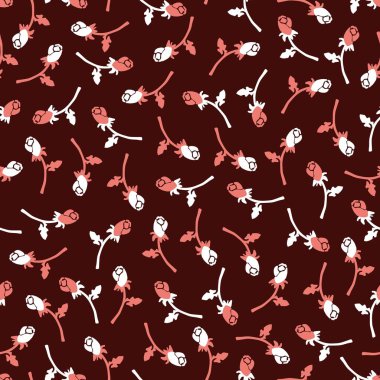 Kırmızı Hilal Çiçekleri Tekrarlanan Kalıpta Arka plan ve giysi tasarımı için kullanılabilir