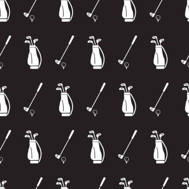 Golf Gecesi Özellikleri Ekipman Siluetleri Deseni arkaplan ve giysi tasarımı için kullanılabilir