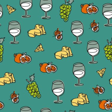 Sip ve Savor Vineyard Piknik Vektör Deseni arkaplan ve giysi tasarımı için kullanılabilir