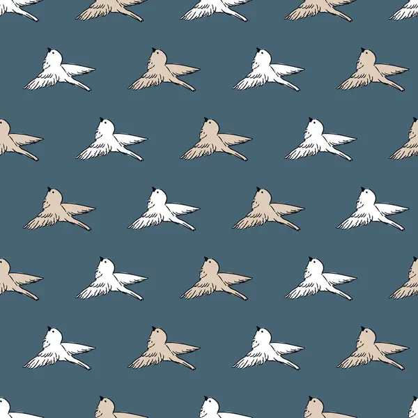 Gri Gök Modeli Arasında Beyaz Serçeler Uçuşu arka plan ve giysi tasarımı için kullanılabilir