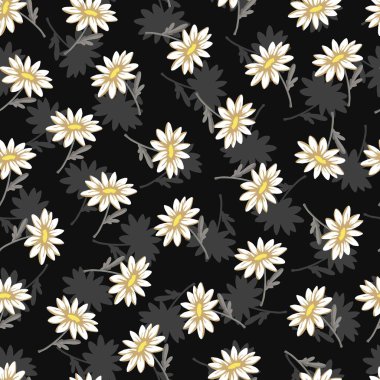 Gece Daisy Çiçek Sarılma Huzur Vektör Deseni arka plan ve giysi tasarımı için kullanılabilir