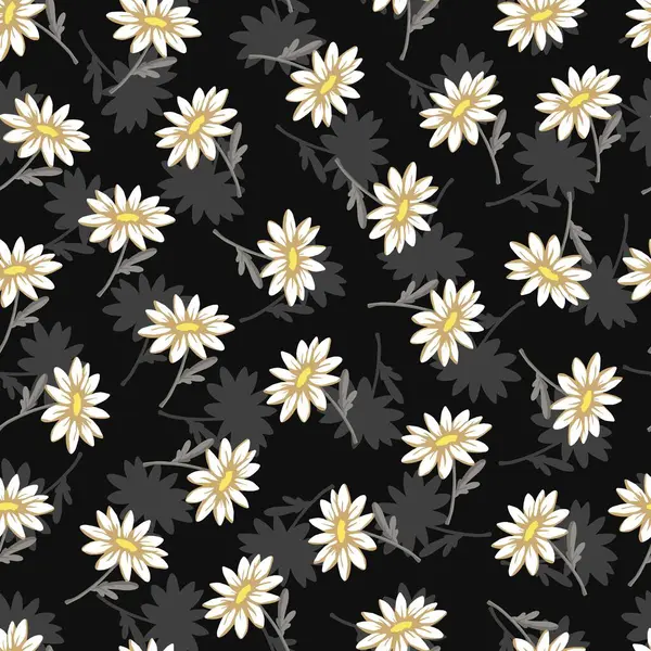 Gece Daisy Çiçek Sarılma Huzur Vektör Deseni arka plan ve giysi tasarımı için kullanılabilir