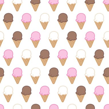 Colorful Ice Cream Wafer Cones Sweet Treat Pattern. Perfect for summer design, food packaging, wrapping paper, fabric prints, party decorations, and kid projects.