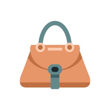 Minimalist ve şık bir kadın çantası. Parlak, modern bir tasarımı var. Beyaz bir arka planda izole edilmiş. Bu vektör illüstrasyonu perakende, moda markalaşması ve dijital markalaşma için son derece ideal bir aksesuar tasvir etmektedir.