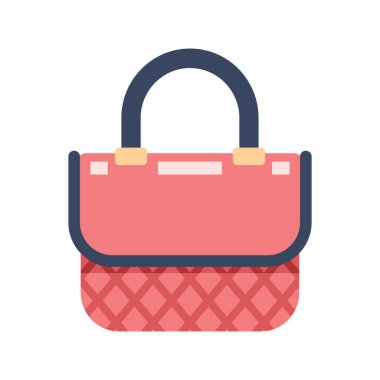 Minimalist, modaya uygun, modern ve gösterişli bir tasarımı olan beyaz bir arka planda izole bir kadın çantası. Bu vektör illüstrasyonu, perakende, markalaşma ve dijital ürünler için mükemmel bir aksesuarı vurgular