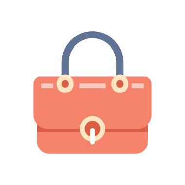 Beyaz arka planda izole edilmiş modern, minimalist bir tasarıma sahip zarif kadın çantası. Bu vektör illüstrasyonu markalaşma, dijital pazarlama ve perakende satış için modaya uygun bir aksesuar yakalar.