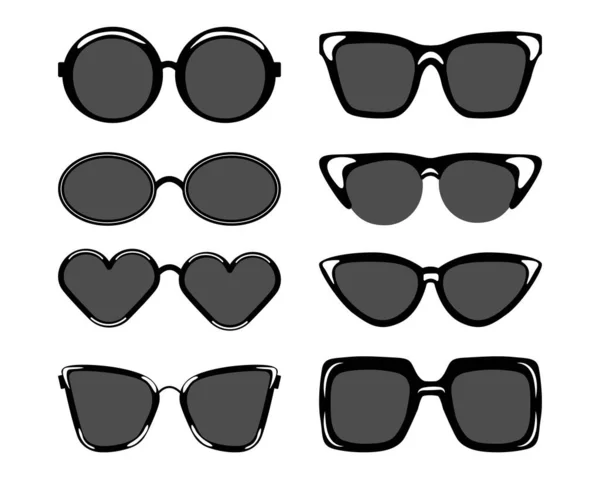 Sun Glasses Black Silhouette Vector Flat Element — Stock Vector