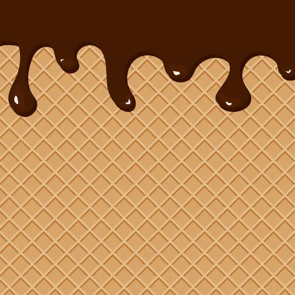 Tekstur Latar Belakang Dari Wafel Dengan Coklat Mengalir - Stok Vektor