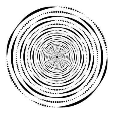 Çizgiler ve noktalardan geometrik soyut yuvarlak şekil
